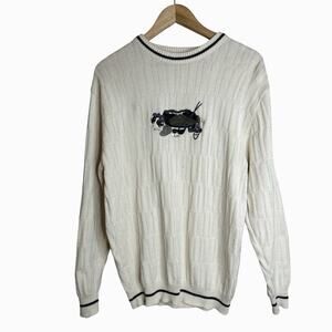 Carmel Men's Vtg Embroidered Golf Theme Cable Knit Sweater M